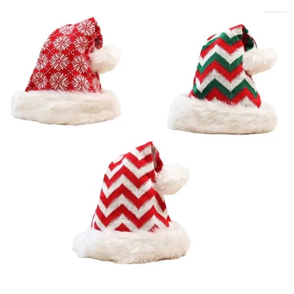 Ball Caps Noel Örgü Noel Baba Şapkası Unisex Striped/Snowflake Deseni Festival Tatil Partisi İçin Yetişkin Gençler