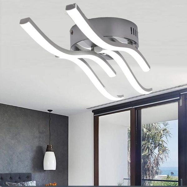 Luzes de teto modernas lâmpada LED para quarto sala de estar decoração de alumínio forma de onda luz 12W 18W 24W AC 85-265V branco / quente