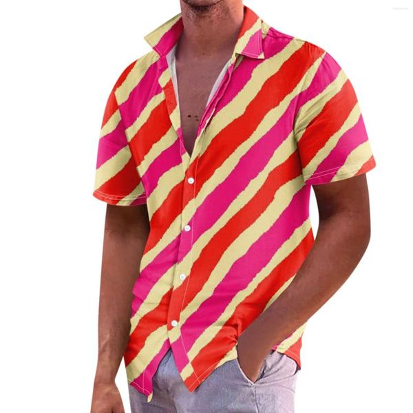 Camicie casual da uomo Camicia hawaiana da uomo Vintage Button Down Bowling Manica corta Summer Beach Social 2024