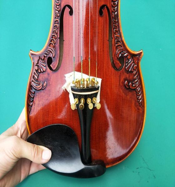 Gerçek S Yüksek Sınıf El Oyma Çiçek Violin44 Masif Ahşap Kırmızı Şarap Kemin Yeni Başlayan Öğrenci Profesyonel Müzik Aletleri2949980