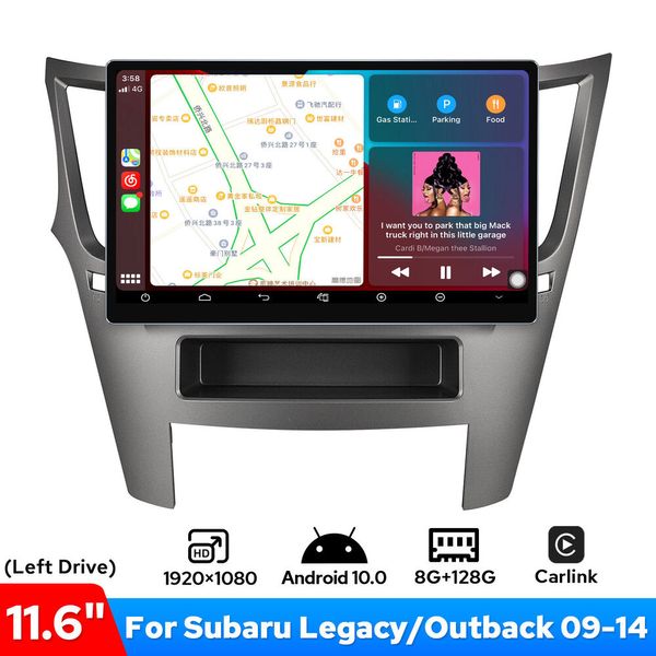 11,6 дюйма для Subaru Legacy Outback (LHD) 09-14, Android Auto Carplay Radio, 8 + 128 ГБ, GPS