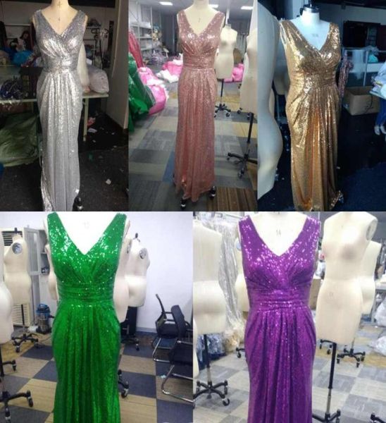 Parlak Pullar Işıltılı Denizkızı Vneck Nedime Elbiseleri Plus Boyutu Uzun Düğün Partisi Konuk Gowns Özel Made8762675