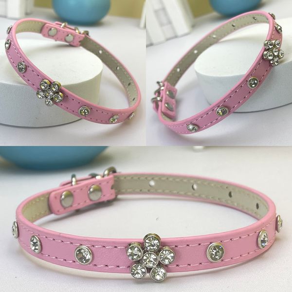 Moda bling coleira de cachorro bonito coleira de cachorro elegante coleira de gato com diamante para cães pequenos gatos