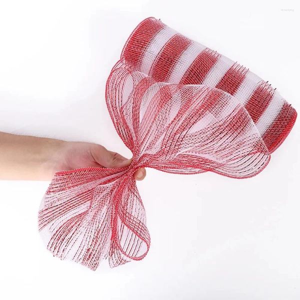 Decorações de Natal 26cm x 10 jardas DIY Vermelho Branco Doce Cane Decoração Handmade Grinalda Listras de Árvore Malha Fita Arco Ano Presente