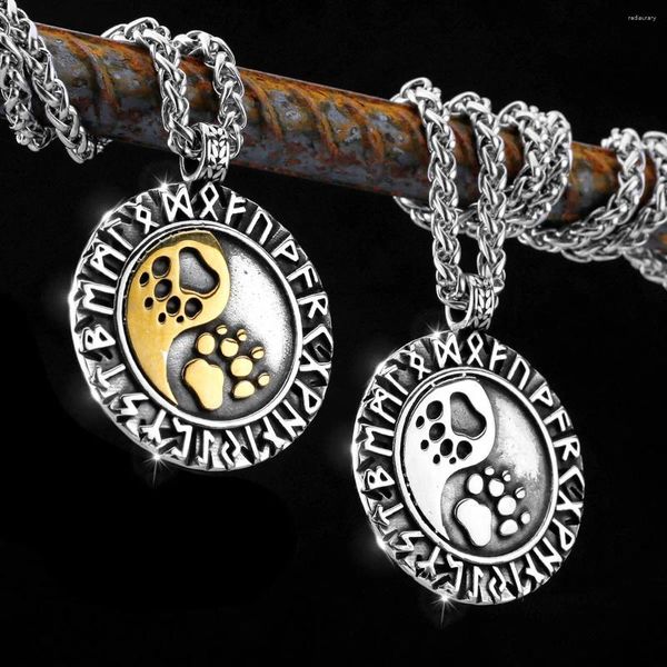 Anhänger Halsketten Odin Wolf Klaue Viking Symbol Halskette Nordic Herren Edelstahl Rune Amulett Charme Schmuck Freund Geschenk Großhandel