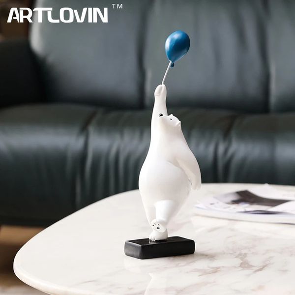 Artlovin Yaratıcı Uçan Ayı Figürinler Balon Kutup Ayıları Figür Ev Duvar Montajı Dekorasyon Reçine Modern Hediye Çocuk/Erkek/Çocuklar 240311