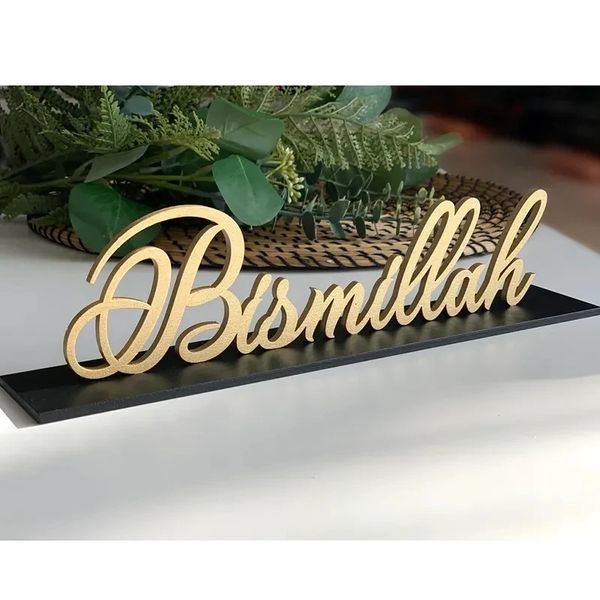 Bismillah Insegna da tavolo autoportante Decorazione Ramadan Decorazione Eid Mubarak per aiuti domestici Regalo musulmano islamico Kareem Bomboniere 240323