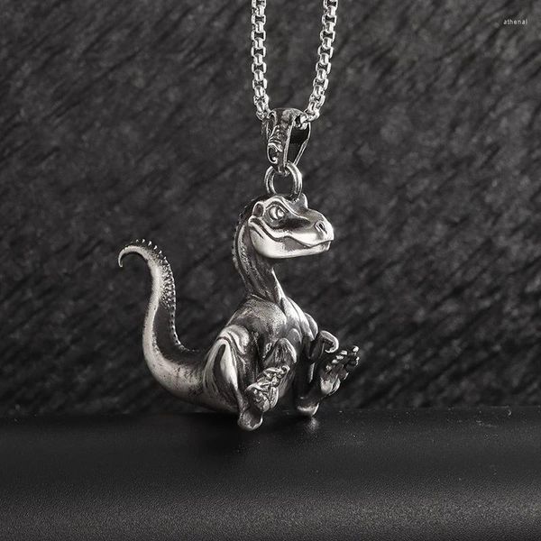 Pingente colares grande boca crocodilo dinossauro animal colar masculino personalizado punk hip-hop na moda jóias menino presente