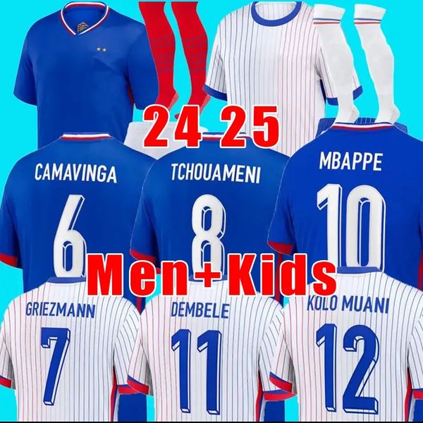 Футбольные майки 24 25 Euro Cup French MBAPPE 2024 DEMBELE COMAN SALIBA KANTE Maillot De Foot Equipe Maillots GRIEZMANN Мужские футбольные майки для игроков Детские комплекты