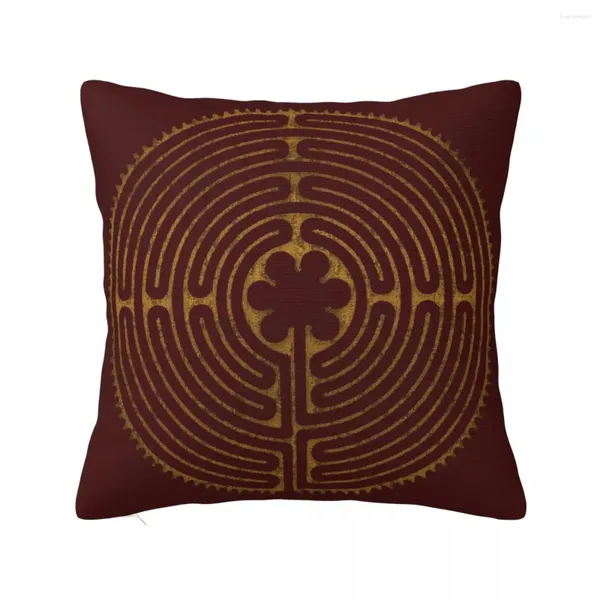 Kissen-Symbol, Chartres-Labyrinth, Metall, Gold, Antik-Stil, Überwurf für Sofa, Schlafkissen