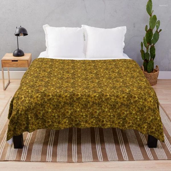 Battaniyeler Vintage Golden Flowers Velvet Goblen Bebek için Büyük Battaniye Kabarık