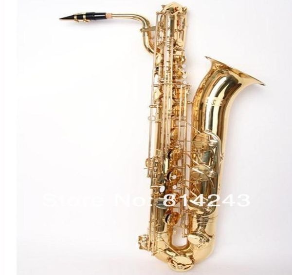 Margewate saxofone barítono marca de qualidade corpo latão ouro laca saxofone com caso bocal e acessórios 6831803