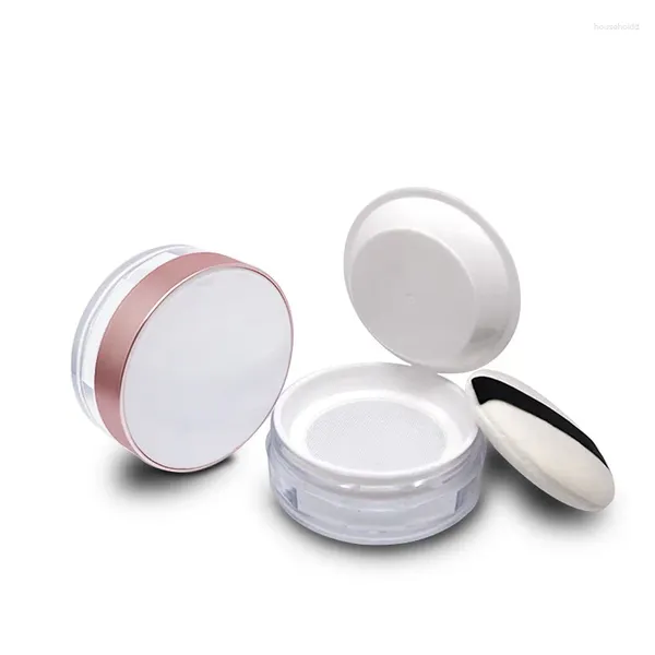 Vorratsflaschen 10 stücke 15g Lose Pulver Sichter Container Rose Gold Kosmetik Make-Up Jar Topf Tragbare Kompakte Gläser mit Puff