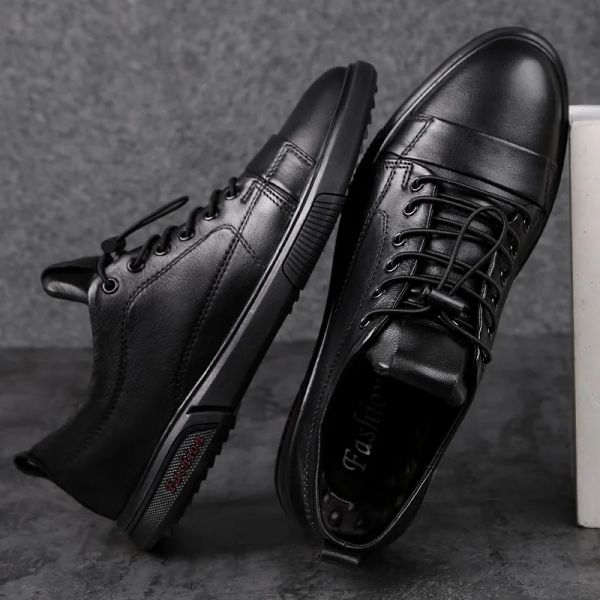 Schuhe Luxus echte Leder Männer lässige Schuhe Klassische männliche Schnürung Outdoor Flats Mode koreanische Stil einfache Schuhe neue Männer Sneaker