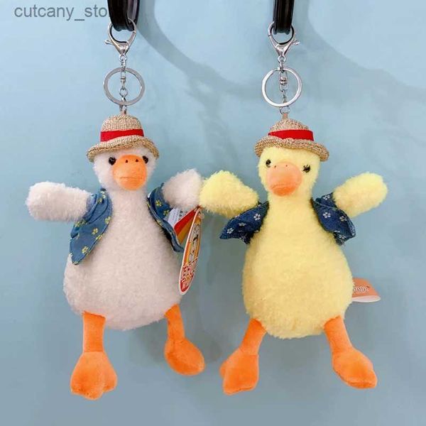 Animais de pelúcia de pelúcia bonito pato pelúcia chaveiros brinquedos kawaii mulheres bolsas carro chave titular saco pingentes decoração acessório chaveiro para meninas presentes l240320