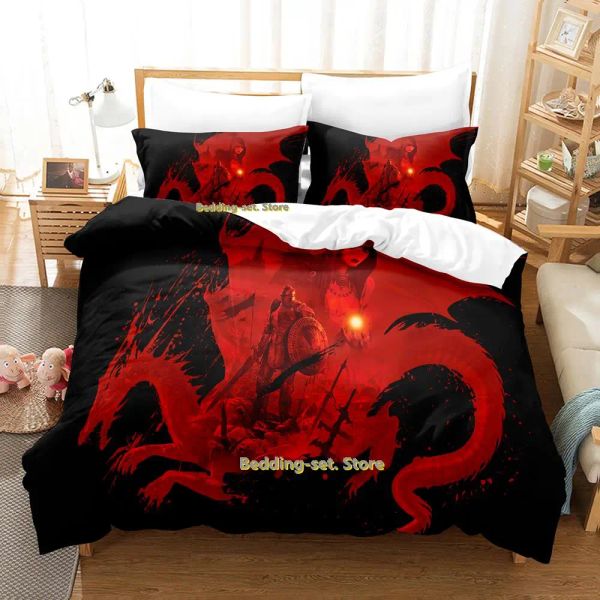 Set Game Dragon Age Origins Set di biancheria da letto singolo Twin Full King Size Set da letto per bambini adulti Set di coppie di coprifogeni