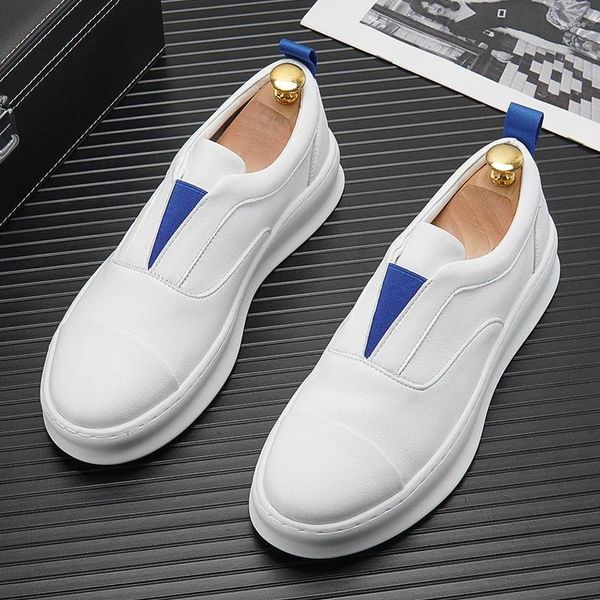 Scarpe casual Scarpe basse da uomo in vera pelle Street Style Scarpe bianche Mocassini slip-on traspiranti con plateau Sneakers estive Zapatos Mans