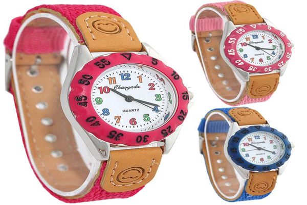 Cinturino in tessuto nero Bambini Regalo per bambini Ragazzo Ragazza Studente Impara il tempo Tutor Orologio da polso al quarzo U32H Orologi per bambini regali per l'insegnamento del tempo9103145