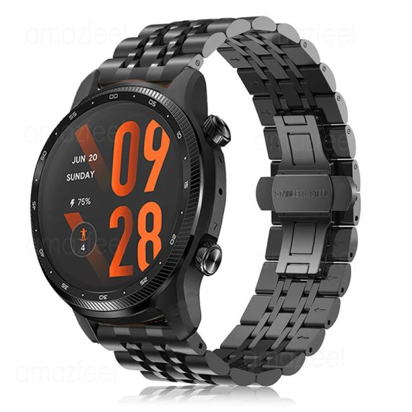 Zubehör 22mm Edelstahlarmband für TicWatch Pro 3 Ultra GPS Smart Watch Band Armband für TicWatch Pro 3 LTE/2020/2021/GTX Armband