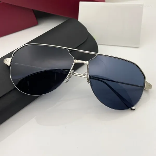 Sonnenbrille 0229 Double Bridge Reines Titan Licht Luxus UV400 Damen und Herren Modedesigner Marke Halbrahmen Brillen