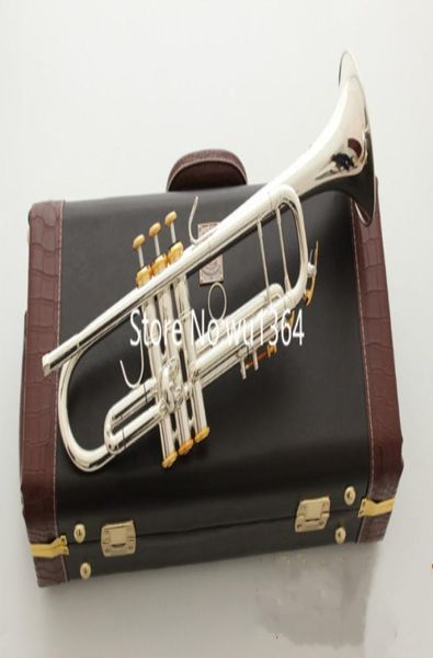 Venda LT180S37 Trompete B Plano Banhado a Prata Instrumentos Musicais de Trompete Profissional com Estojo 3520659