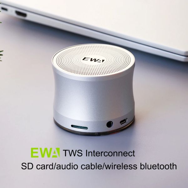 Altoparlanti EWA A109 TWS altoparlanti Bluetooth Metal Portanti portatili con auxina, micro SD, microfono, manifestanti per la scatola audio domestica