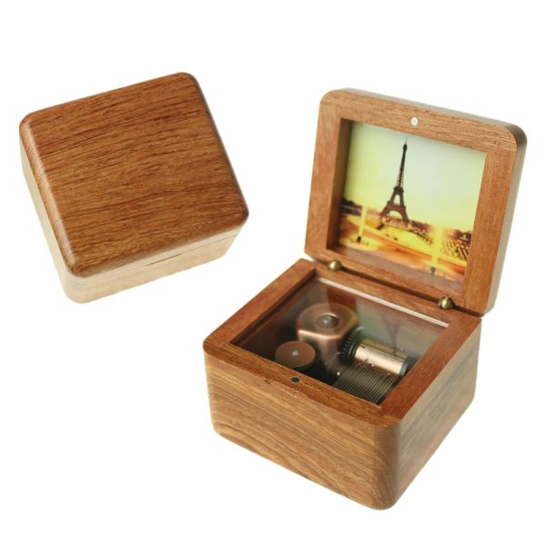 Kisten Inszyo handgefertigtes hölzerne Fotorahmen Bird's Poem Rosewood Music Box Geburtstagsgeschenk für Weihnachten/Geburtstag/Valentinstag Geschenkboxen