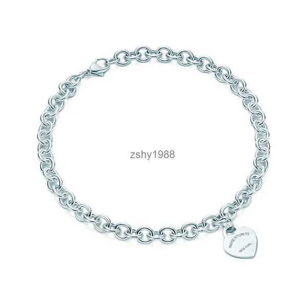 Charm Bracelets Populär Tiffanysuit Herzförmiger Kreuzschlüssel 925 Sterling Silber Armband Frau Schmuck Mode Simple Memorial Day Hochzeitsfeier Halskette Wnn1