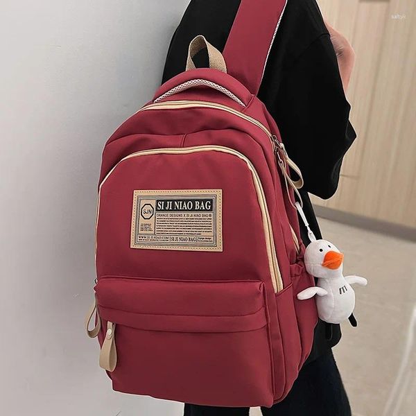 Zaino Moda Ragazza Ragazzo Libro rosso Fresco Maschio Alta capacità College Uomo Donna Borsa da scuola per laptop Borse da viaggio per studenti da donna alla moda