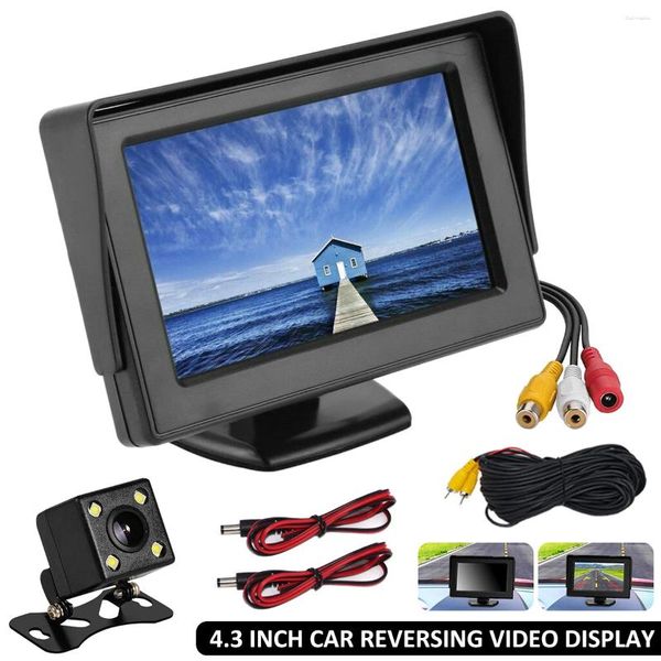 Bileeko Monitor per auto da 4,3 pollici Schermo digitale TFT LCD DC 35V Sistema di retrovisione per telecamera retromarcia