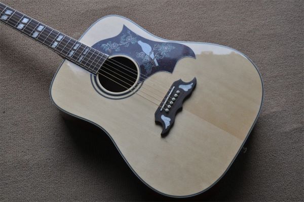 Gitarre neue 41 -Zoll -Akustikgitarre, feste Fichte Top Dove Model Gitarre Naturholzfarbe in Stock 418