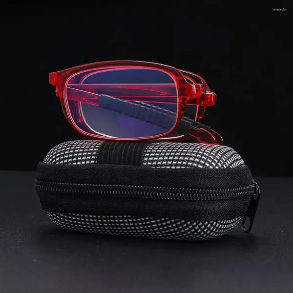 Güneş Gözlüğü Gücü 1.0x - 4.0x Gözlük Kompakt Taşınabilir Presbyopic Camlar Fermuar Kılıfı ile Katlanır Okuma