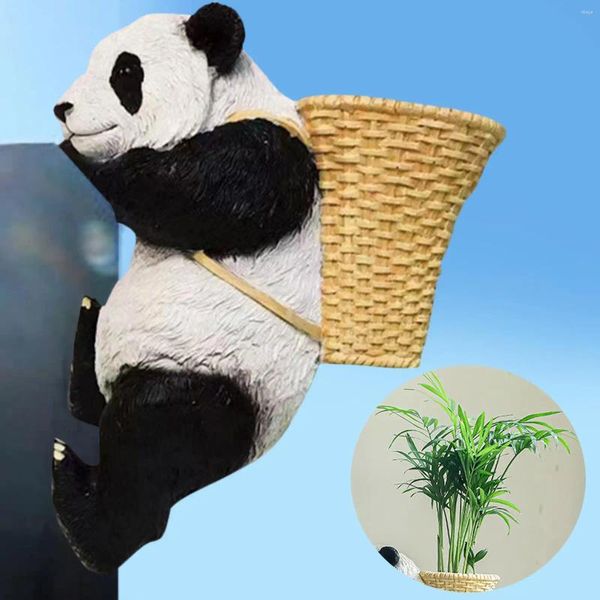 Estatuetas decorativas de resina panda, criativa, pintada à mão, escultura de jardim fariy para presente de inauguração, gramado, pátio, paisagismo, ornamento