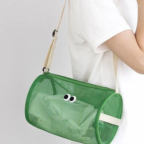 Borse portaoggetti Borsa creativa trasparente in rete con manico Kawaii Big Eyes Borsa per trucco protettiva Borsa per il bagno Forniture