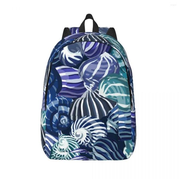 Mochila Azul Verde E Roxo Conch Masculino Estudante Escolar Feminino Grande Capacidade Laptop