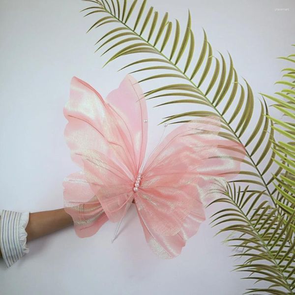 Fiori decorativi 50 cm Fiore di plastica simulato per esterni Grande farfalla di seta Puntelli per decorazione di nozze