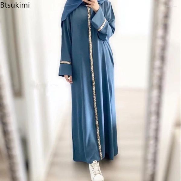 Abbigliamento etnico Moda Musulmana Abaya Abito lungo per le donne Elegante Splice Paillettes Maxi Abito Hijab Caftano Femmine De Soiree Luxe