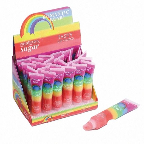 24pcs Rainbows Увлажняющий крем -бальзам Balm Care Care Gelly Jelly Sugar Lipbalm Tasty Lipstick блестящий блеск для губ макияж набор для губной помады J0HJ#