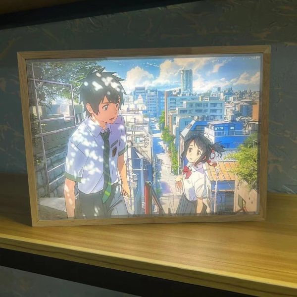 Calligrafia I tuoi nomi Film Pittura Luci a LED Pittura di paesaggio Incandescente Luce notturna ambientale Cartone animato Anime Pittura con cornice Decorazioni per la casa