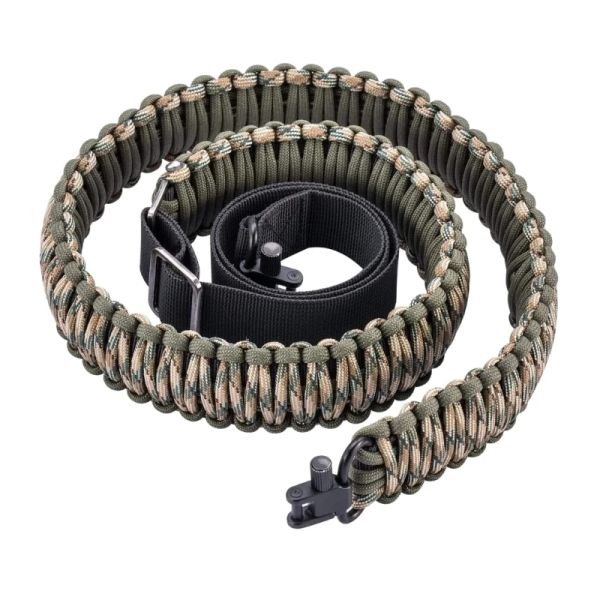 Paracord TwoPoint Paracord Sling mit Drehgelenk, verstellbarer Längenriemen, rutschfester Gewehr-Paracord-Gurt für Jagd, Camping, Wandern