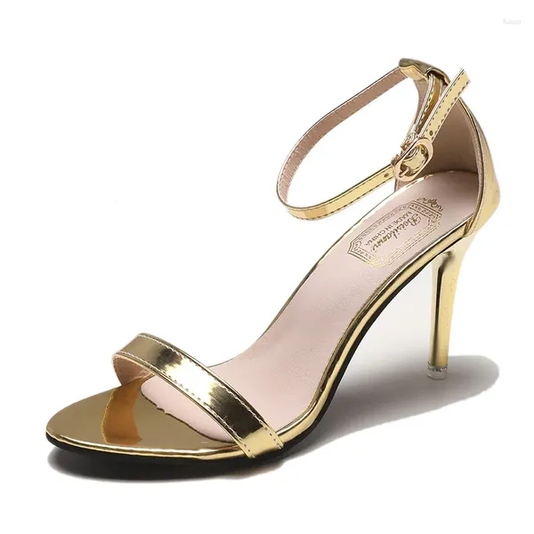 Модельные туфли Серебряные сандалии-гладиаторы в римском стиле, летние офисные женские туфли-лодочки на высоком каблуке с пряжкой и ремешком, повседневные сандалии De Mujer