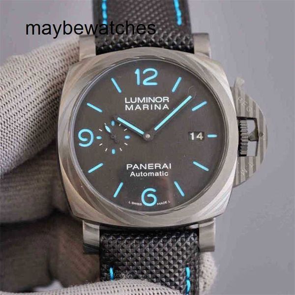 Panerai Men VS Factory Top Quality Relógio Automático P.900 Relógio Automático Top Clone Tt Factory High End 2555 Seagull Fibra de Carbono Luminoso À Prova D 'Água