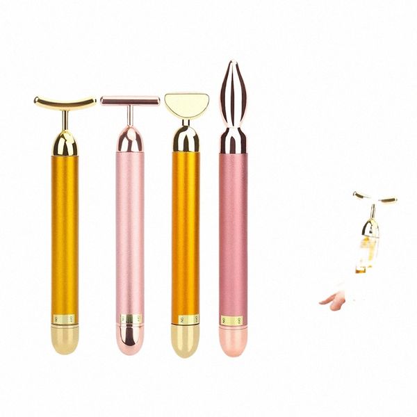 Beauty Bar 24k Golden Electric Face Massager T Shape Strumenti per massaggiatori facciali per viso Braccio Occhio Naso Testa Massaggiatore Face Lift Bar 23AR #