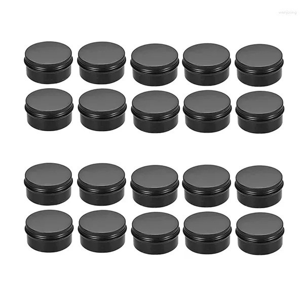 Bottiglie di stoccaggio 20 confezioni Barattoli vuoti 80 ml Contenitori cosmetici per scatole per labbra in alluminio rotondo nero con tappo a vite in metallo e acciaio