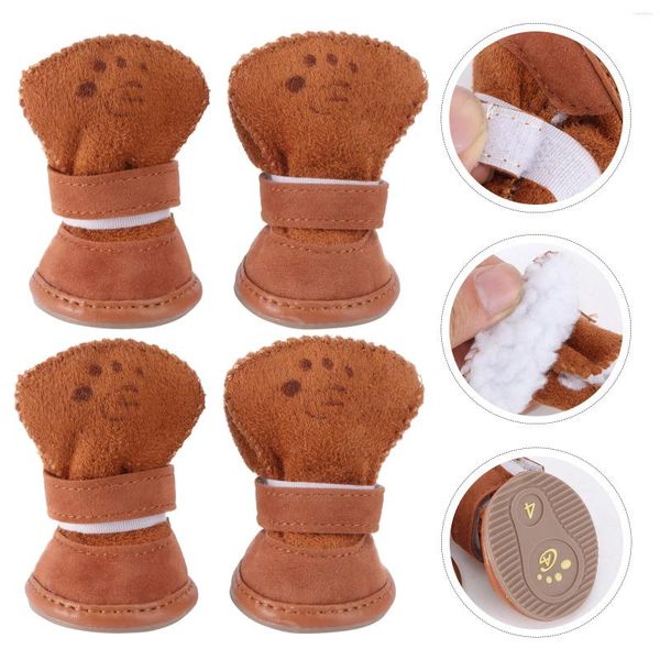 Abbigliamento per cani 4 pezzi invernali inverno Snow Snow Stivali in pile anti-slip casual taglia calda S (caffè)