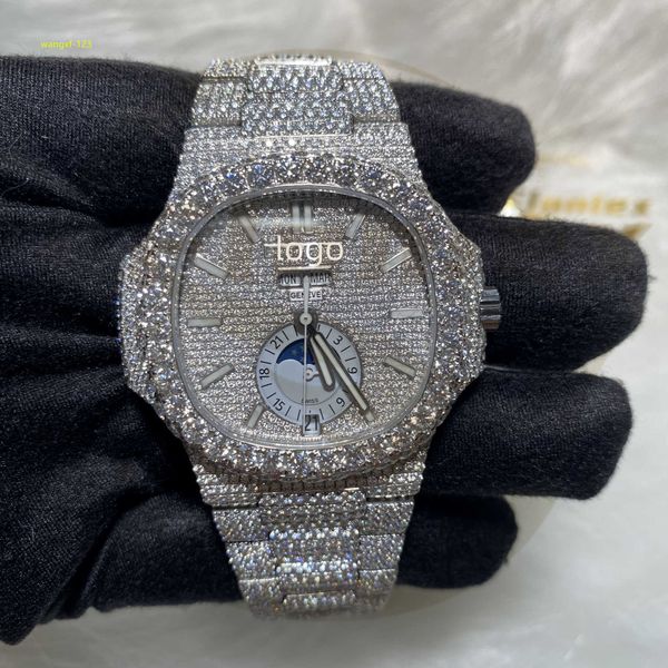 Luxurycustomize Iced Out Watch VVS Moissanite Diamond Hip-Hop Mechanical Luxury Watches Business Counting Business