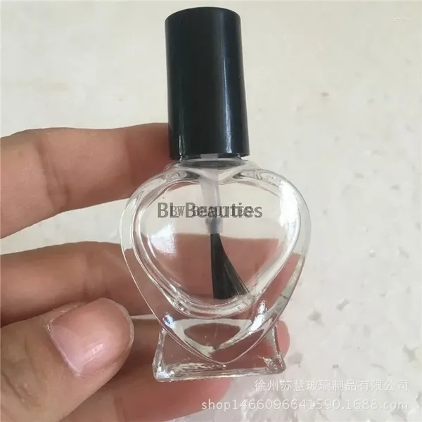 Bottiglie di stoccaggio 500 Pz/lotto 5 ml 10 ml Bottiglia Vuota a Forma di Cuore Smalto Piccolo Pennello Contenitore per Nail Art Olio di Vetro