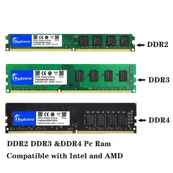 DDR3 DDR4 RAM 4GB 8GB 16GB 32GB PC Módulo de memória RAM Memoria Computador Desktop 2GB DDR2 1333 1600MHZ UDIMM 4GB DDR3 8GB RAM 240322