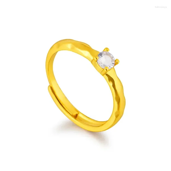 Кольца-кластеры из чистого золота 14 карат, цвет 3d, блестящие бриллианты, регулируемые, для женщин, невесты, свадебные ювелирные украшения, подарки, не выцветают