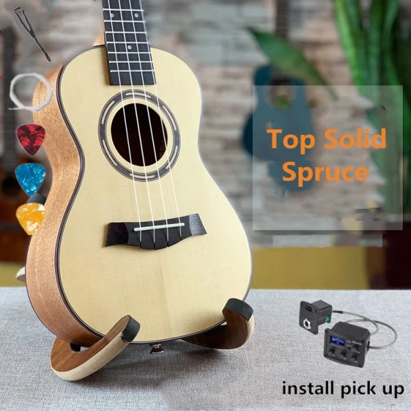 Guitarra ukulele concerto tenor 23 26 Polegada superior sólido guitarra elétrica acústica 4 cordas ukelele abeto jacarandá mogno uke ukalele